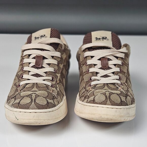 Coach Khaki Signature Jacquard Clip Low Top high Line Sneaker size 8 - Picture 4 of 16
